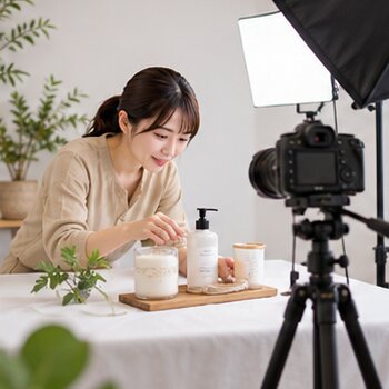商品を撮影する様子